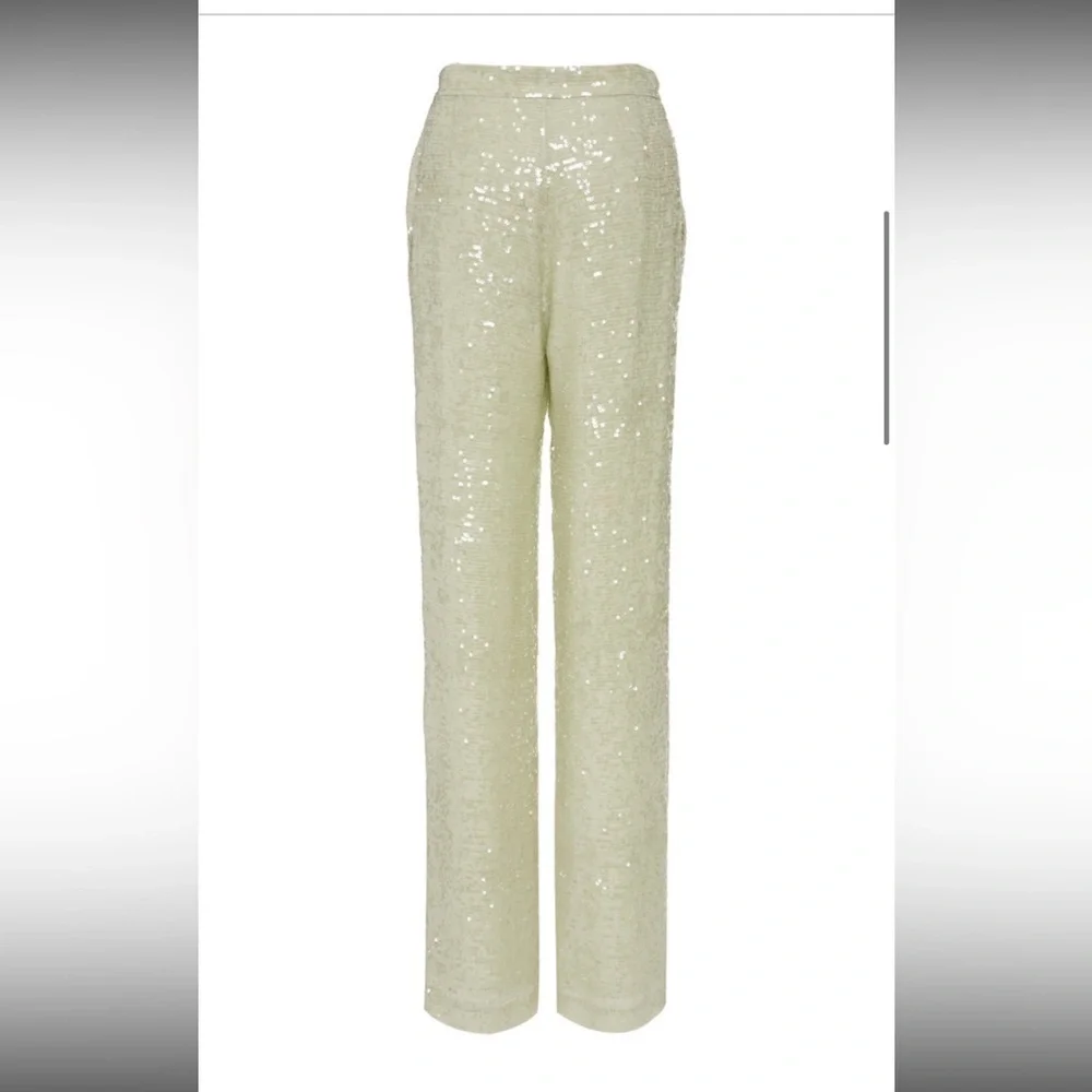 La Pointe Sequin Embellished Light Green (Mint) Pants Size 2